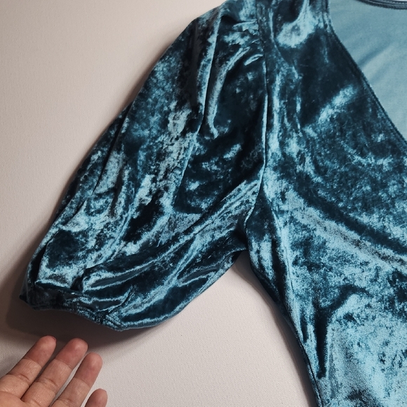 Free People Crushed Velvet Bodysuit Deep Teal XS NWT MSRP $78 - Picture 5 of 9